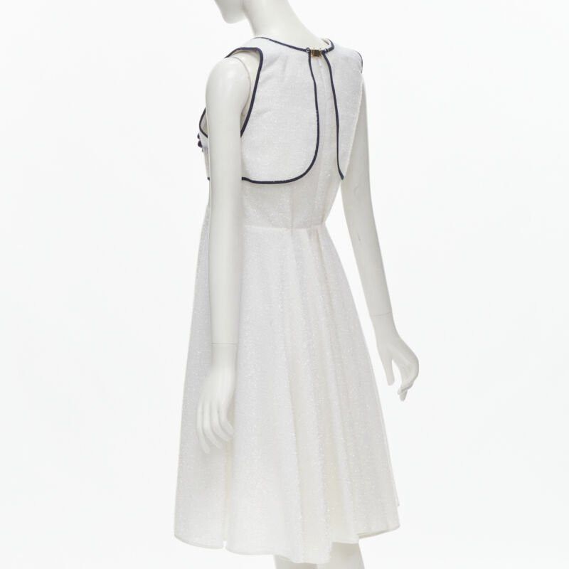 Other KIRSTY WARD white metallic tinsel blue wire bead embellished dress UK10 M Size M / US 6-8 / IT 42-44 - 6 Thumbnail