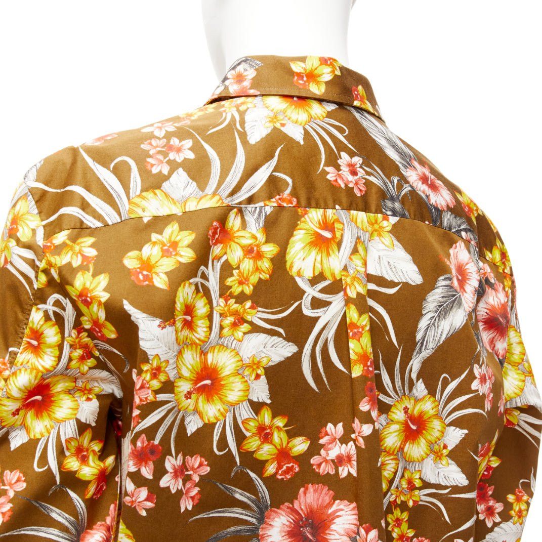 Other FAUSTO PUGLISI yellow khaki tropical floral cotton gold button shirt EU48 M Size US M / EU 48-50 / 2 - 7 Thumbnail