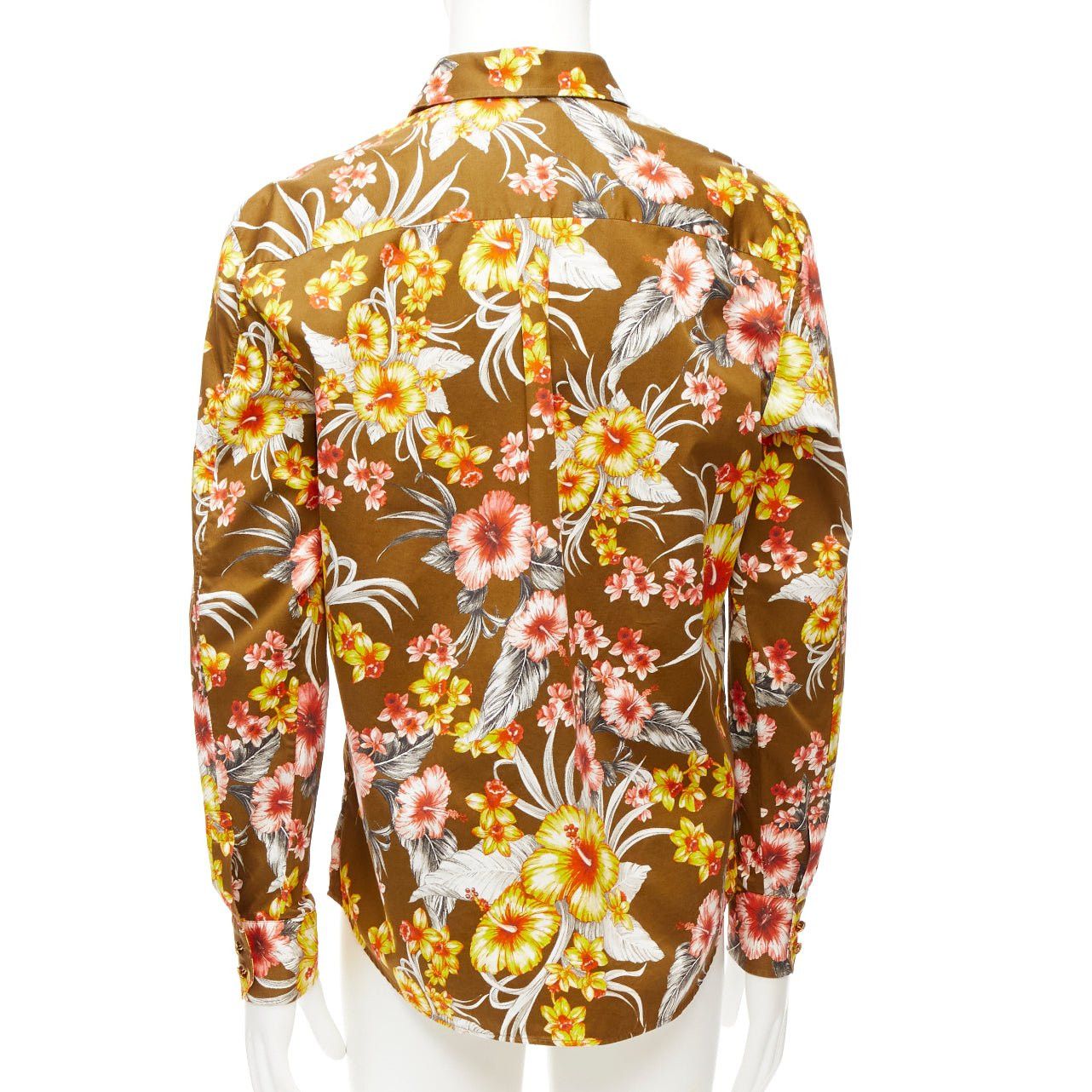 Other FAUSTO PUGLISI yellow khaki tropical floral cotton gold button shirt EU48 M Size US M / EU 48-50 / 2 - 5 Thumbnail