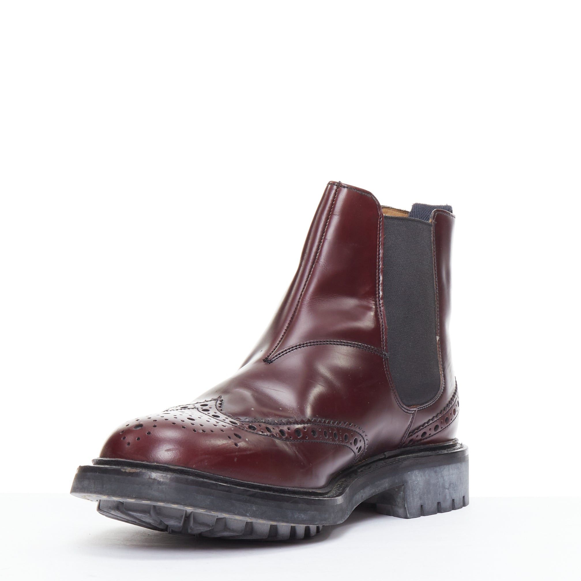 Church's CHURCH'S Ketsby burgundy perforated polished chelsea boots UK7 EU41 Size US 8 / EU 41 - 4 Thumbnail