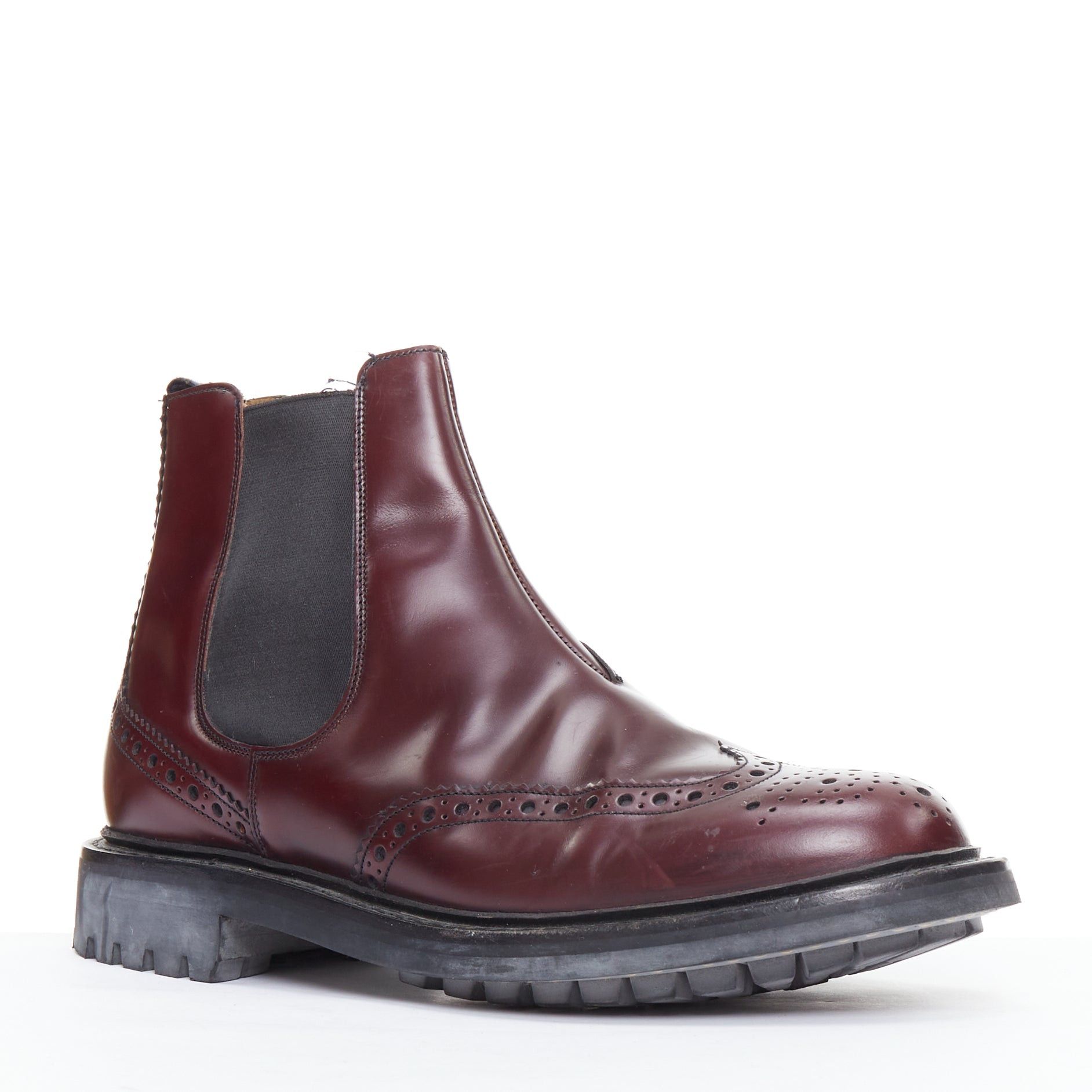 Church's CHURCH'S Ketsby burgundy perforated polished chelsea boots UK7 EU41 Size US 8 / EU 41 - 2 Thumbnail