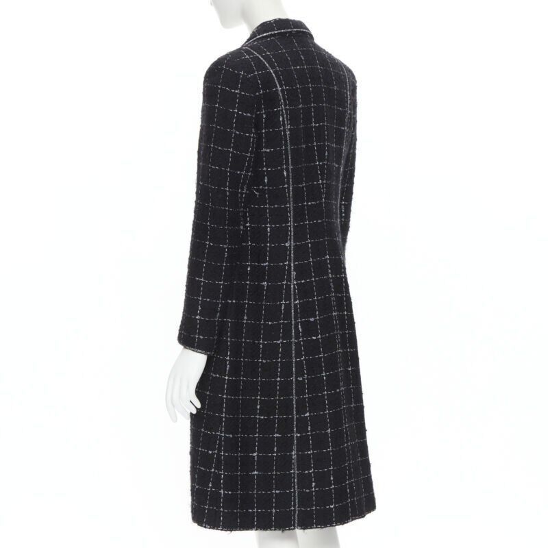 Other LUISA BECCARIA black silver check glitter tweed embellished long coat IT40 S Size S / US 4 / IT 40 - 7 Thumbnail