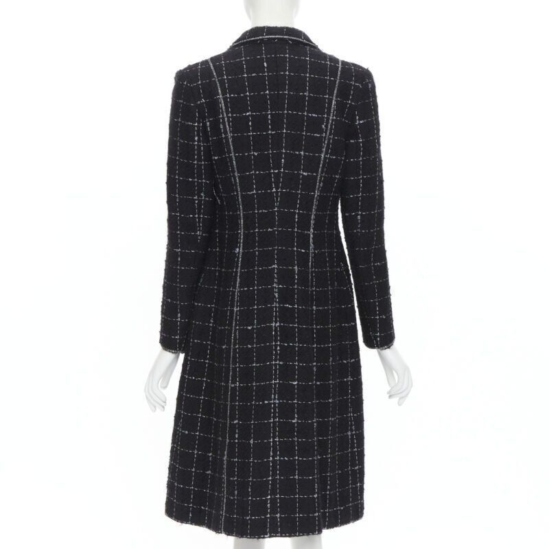 Other LUISA BECCARIA black silver check glitter tweed embellished long coat IT40 S Size S / US 4 / IT 40 - 6 Thumbnail