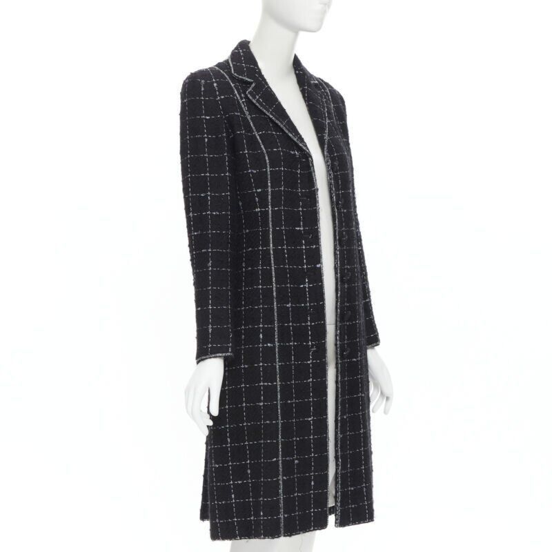 Other LUISA BECCARIA black silver check glitter tweed embellished long coat IT40 S Size S / US 4 / IT 40 - 4 Thumbnail