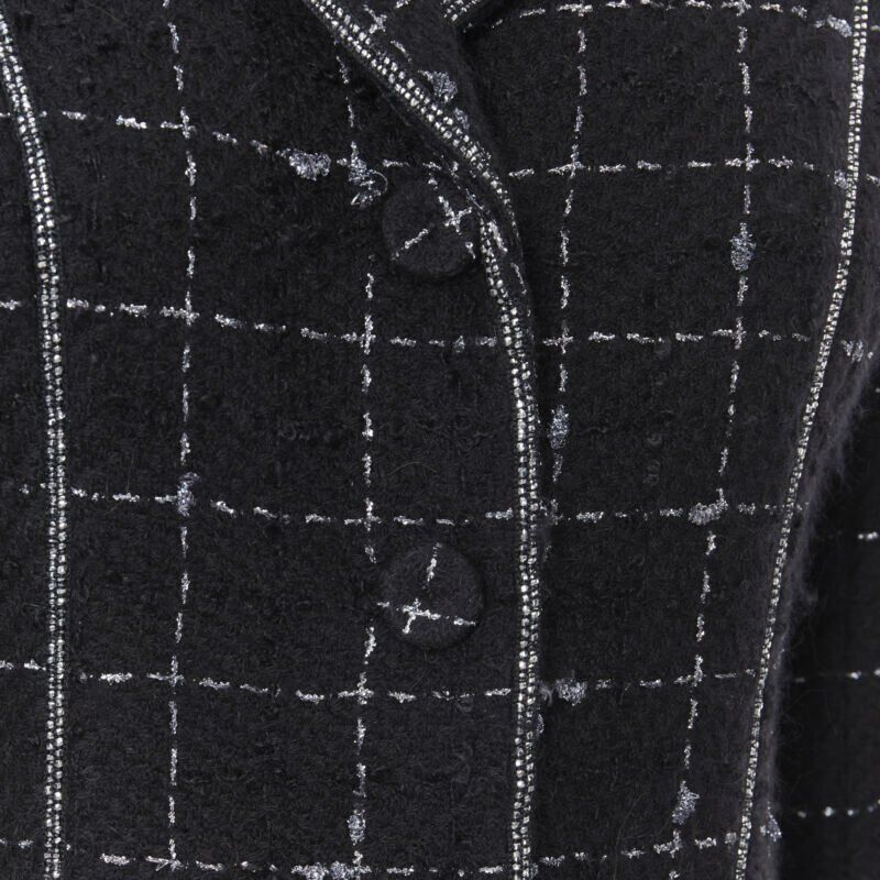 Other LUISA BECCARIA black silver check glitter tweed embellished long coat IT40 S Size S / US 4 / IT 40 - 8 Thumbnail