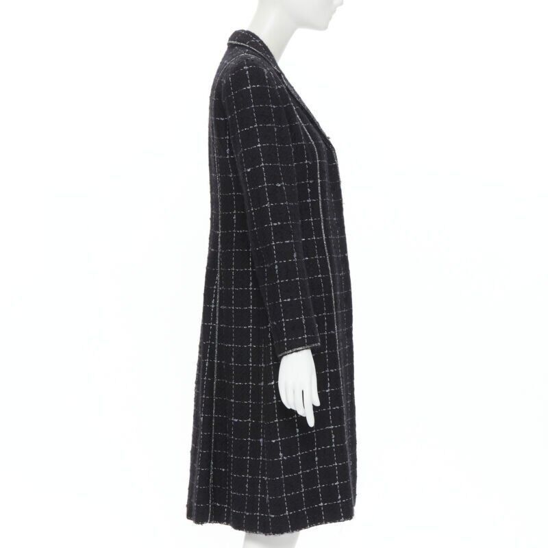 Other LUISA BECCARIA black silver check glitter tweed embellished long coat IT40 S Size S / US 4 / IT 40 - 5 Thumbnail