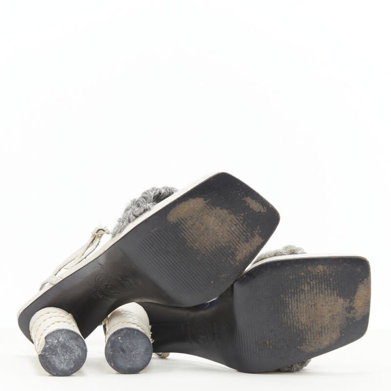 Versace vintage GIANNI VERSACE white grey shearling ankle strap cone heel sandal EU36 Size US 6 / IT 36 - 6 Thumbnail