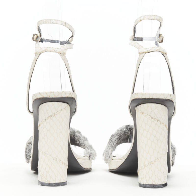 Versace vintage GIANNI VERSACE white grey shearling ankle strap cone heel sandal EU36 Size US 6 / IT 36 - 5 Thumbnail