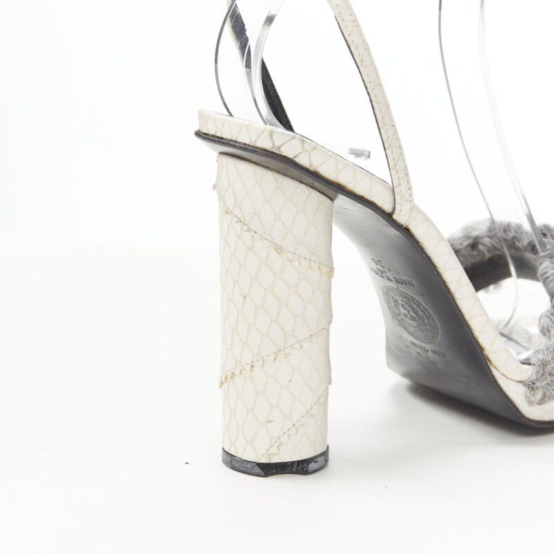 Versace vintage GIANNI VERSACE white grey shearling ankle strap cone heel sandal EU36 Size US 6 / IT 36 - 9 Thumbnail