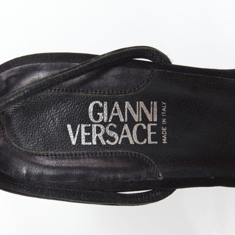 Versace vintage GIANNI VERSACE black satin crystal cone heel sandal EU36.5 Size US 6.5 / IT 36.5 - 9 Thumbnail