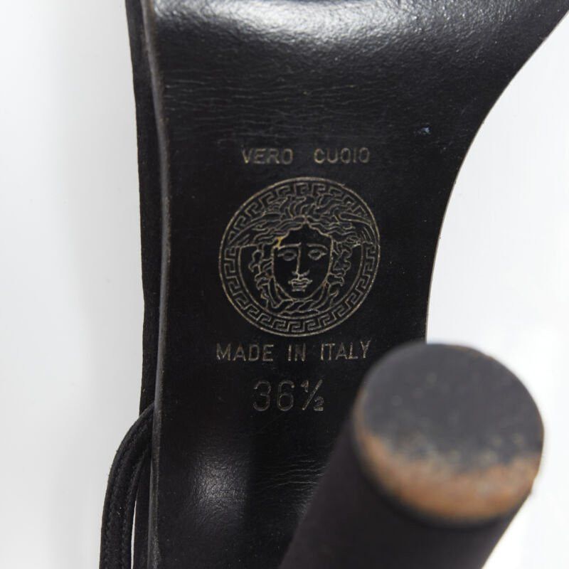 Versace vintage GIANNI VERSACE black satin crystal cone heel sandal EU36.5 Size US 6.5 / IT 36.5 - 10 Thumbnail