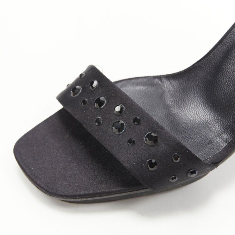 Versace vintage GIANNI VERSACE black satin crystal cone heel sandal EU36.5 Size US 6.5 / IT 36.5 - 8 Thumbnail
