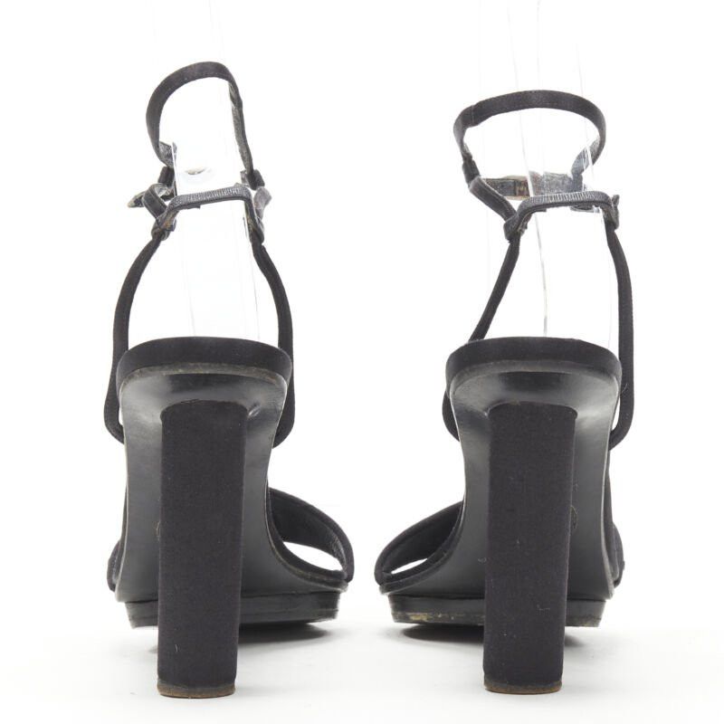 Versace vintage GIANNI VERSACE black satin crystal cone heel sandal EU36.5 Size US 6.5 / IT 36.5 - 5 Thumbnail