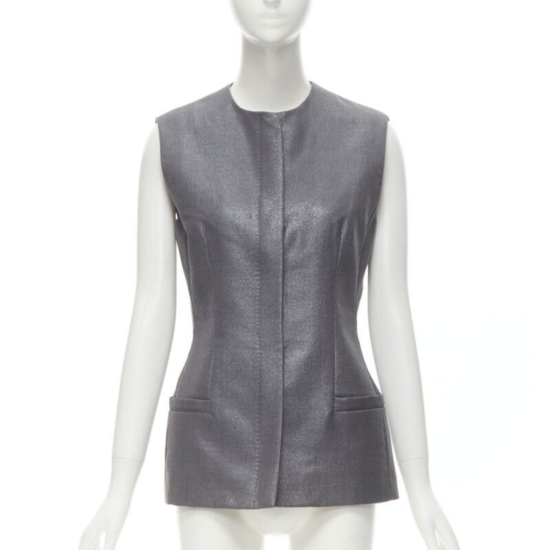 Versace GIANNI VERSACE 1998 Vintage metallic silver lurex embroidered back vest Size M / US 6-8 / IT 42-44 - 3 Thumbnail