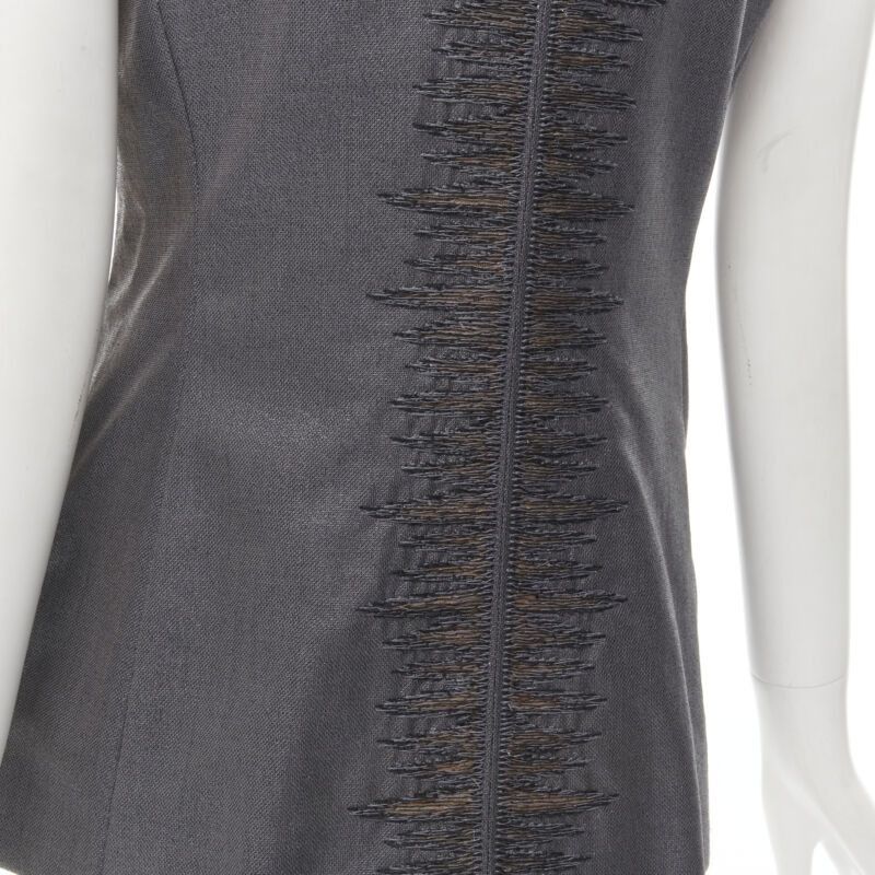 Versace GIANNI VERSACE 1998 Vintage metallic silver lurex embroidered back vest Size M / US 6-8 / IT 42-44 - 2 Thumbnail