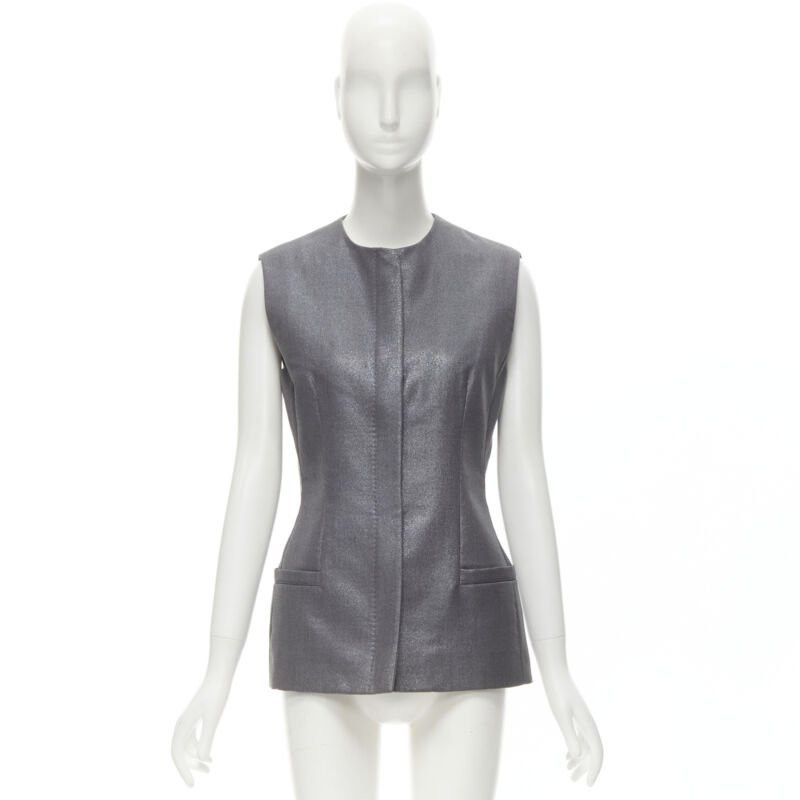 Versace GIANNI VERSACE 1998 Vintage metallic silver lurex embroidered back vest Size M / US 6-8 / IT 42-44 - 9 Thumbnail