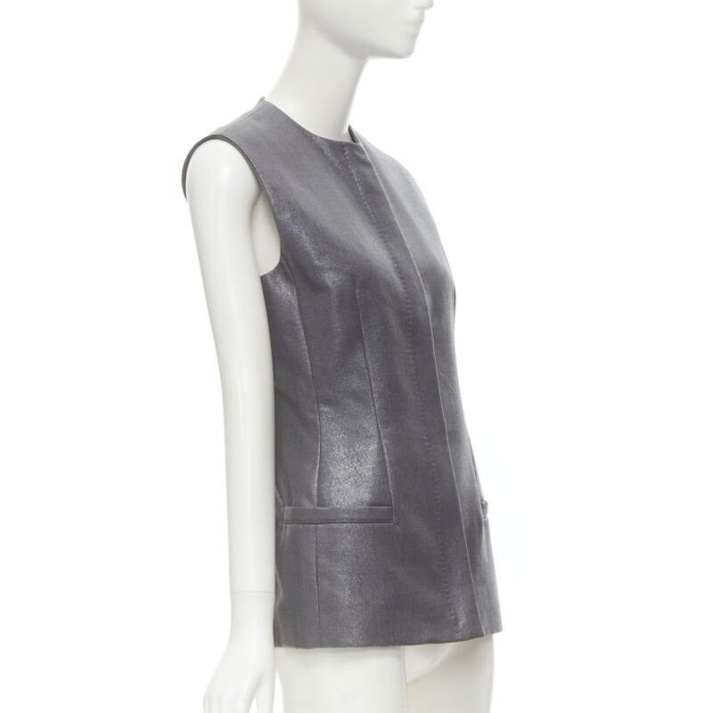 Versace GIANNI VERSACE 1998 Vintage metallic silver lurex embroidered back vest Size M / US 6-8 / IT 42-44 - 4 Thumbnail