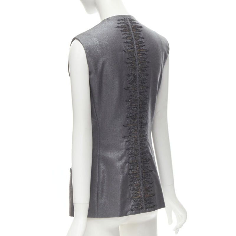 Versace GIANNI VERSACE 1998 Vintage metallic silver lurex embroidered back vest Size M / US 6-8 / IT 42-44 - 6 Thumbnail