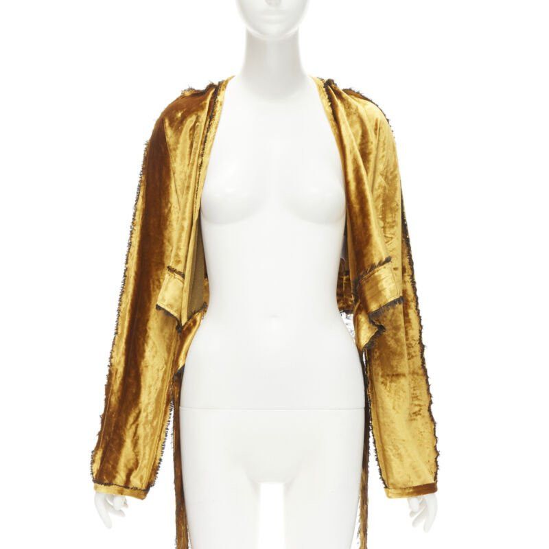 Other SID NEIGUM gold velvet black frayed seams wrap kimono robe jacket US2 S Size XS / US 0-2 / IT 36-38 - 3 Thumbnail