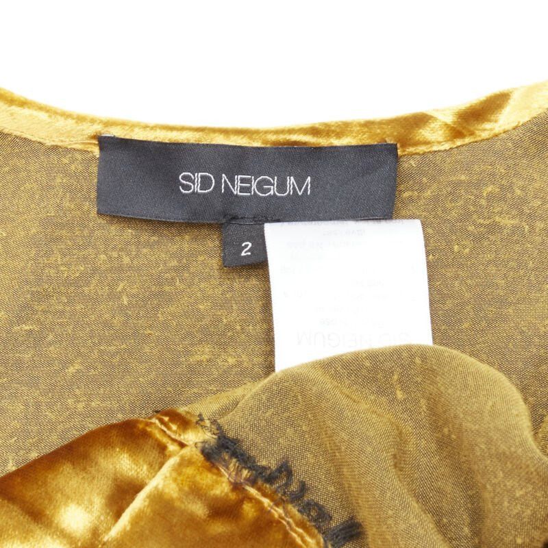 Other SID NEIGUM gold velvet black frayed seams wrap kimono robe jacket US2 S Size XS / US 0-2 / IT 36-38 - 10 Thumbnail