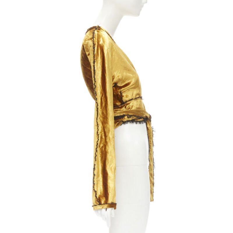 Other SID NEIGUM gold velvet black frayed seams wrap kimono robe jacket US2 S Size XS / US 0-2 / IT 36-38 - 5 Thumbnail