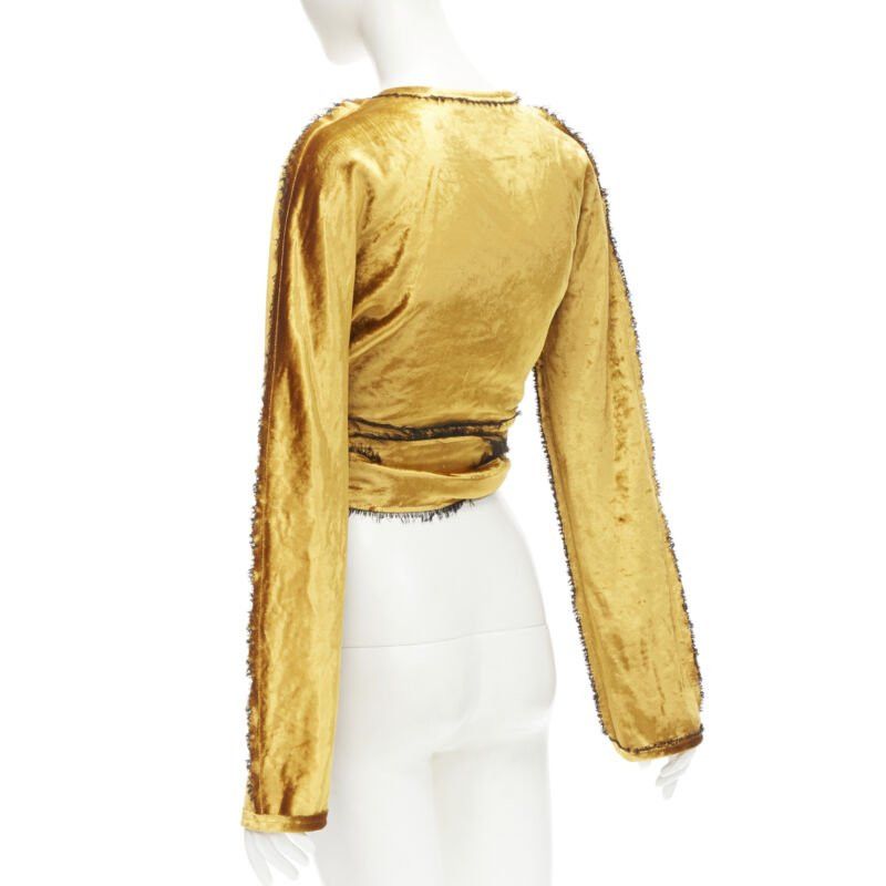 Other SID NEIGUM gold velvet black frayed seams wrap kimono robe jacket US2 S Size XS / US 0-2 / IT 36-38 - 7 Thumbnail
