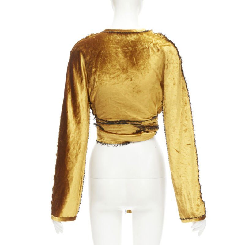 Other SID NEIGUM gold velvet black frayed seams wrap kimono robe jacket US2 S Size XS / US 0-2 / IT 36-38 - 6 Thumbnail