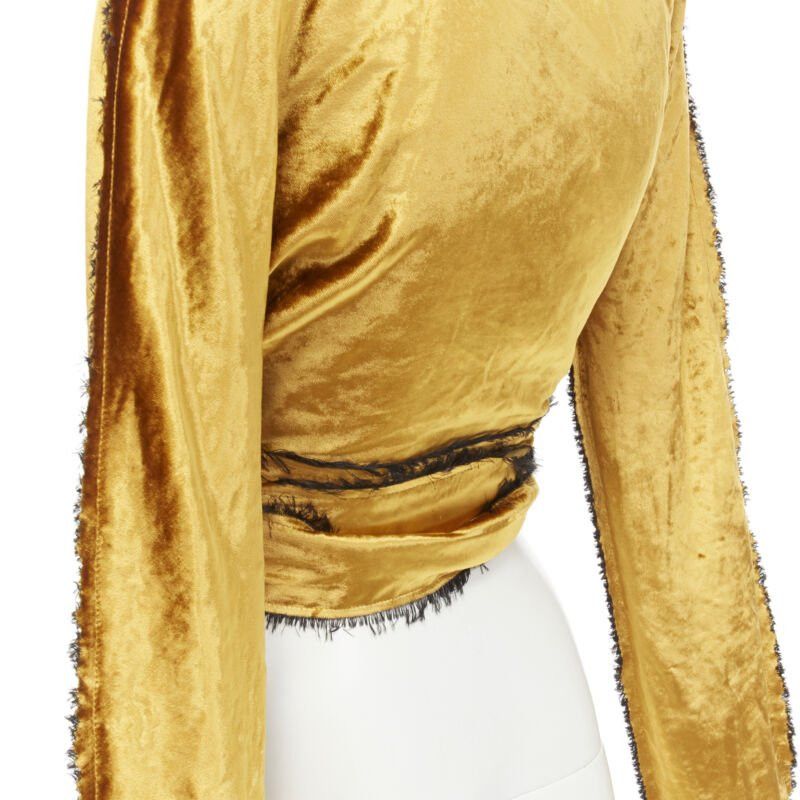 Other SID NEIGUM gold velvet black frayed seams wrap kimono robe jacket US2 S Size XS / US 0-2 / IT 36-38 - 9 Thumbnail