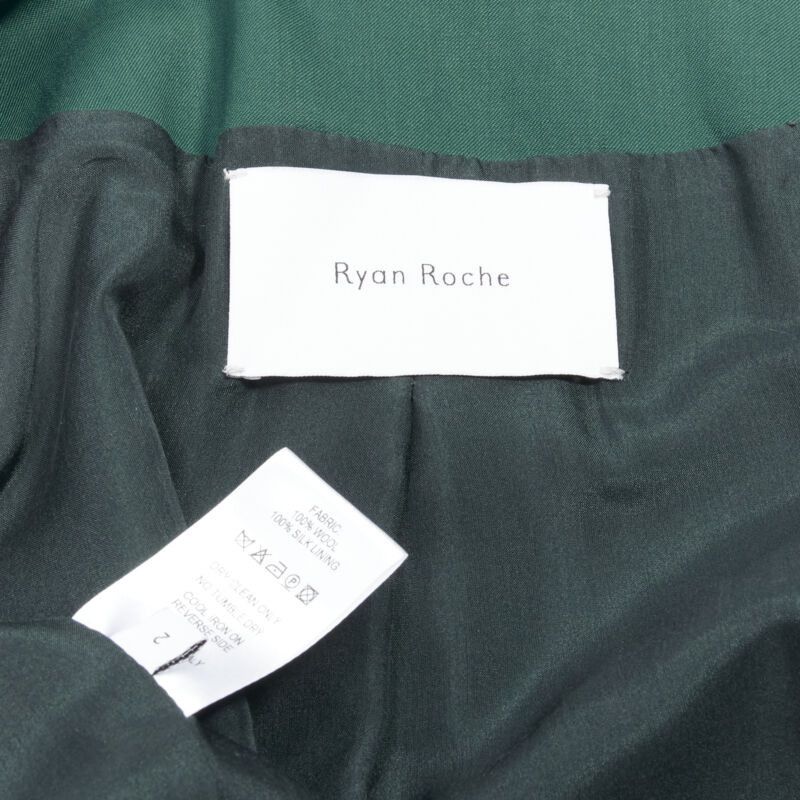 Other RYAN ROCHE 100% wool green peal lapel single button blazer jacket US2 XS Size XS / US 0-2 / IT 36-38 - 9 Thumbnail