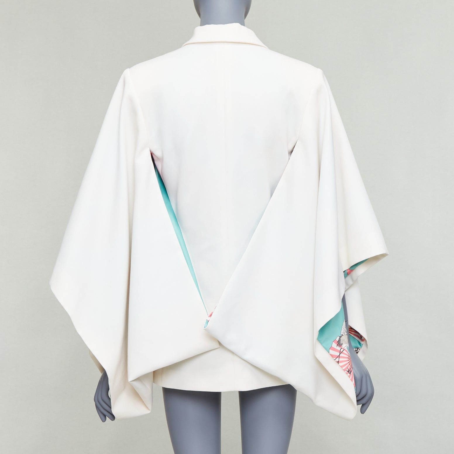 Other RACIL Kyoto Kimono cream satin print lined cape sleeve tuxedo jacket Size ONE SIZE - 7 Thumbnail