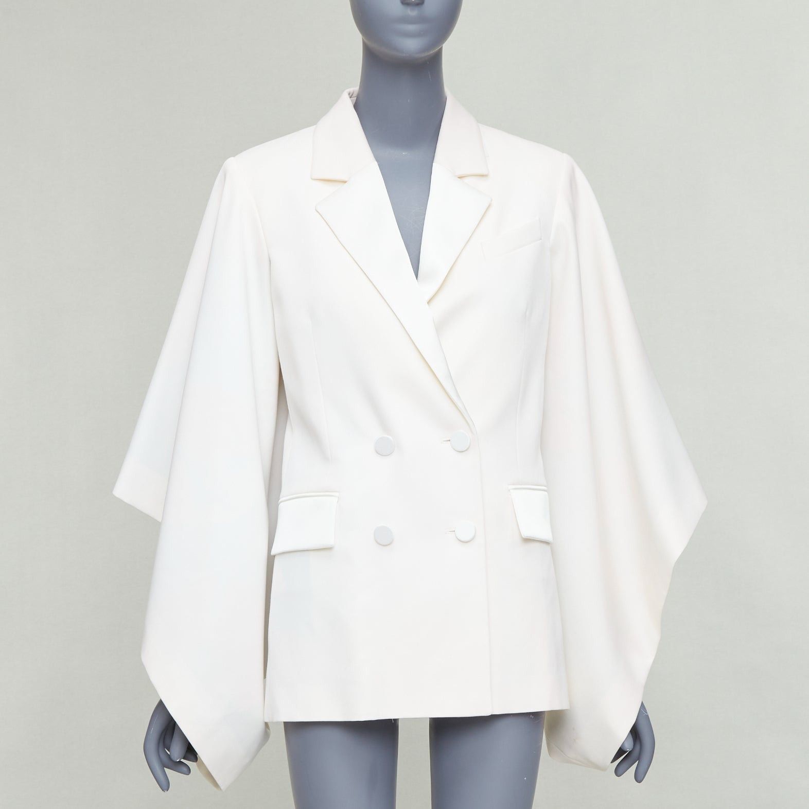 Other RACIL Kyoto Kimono cream satin print lined cape sleeve tuxedo jacket Size ONE SIZE - 3 Thumbnail