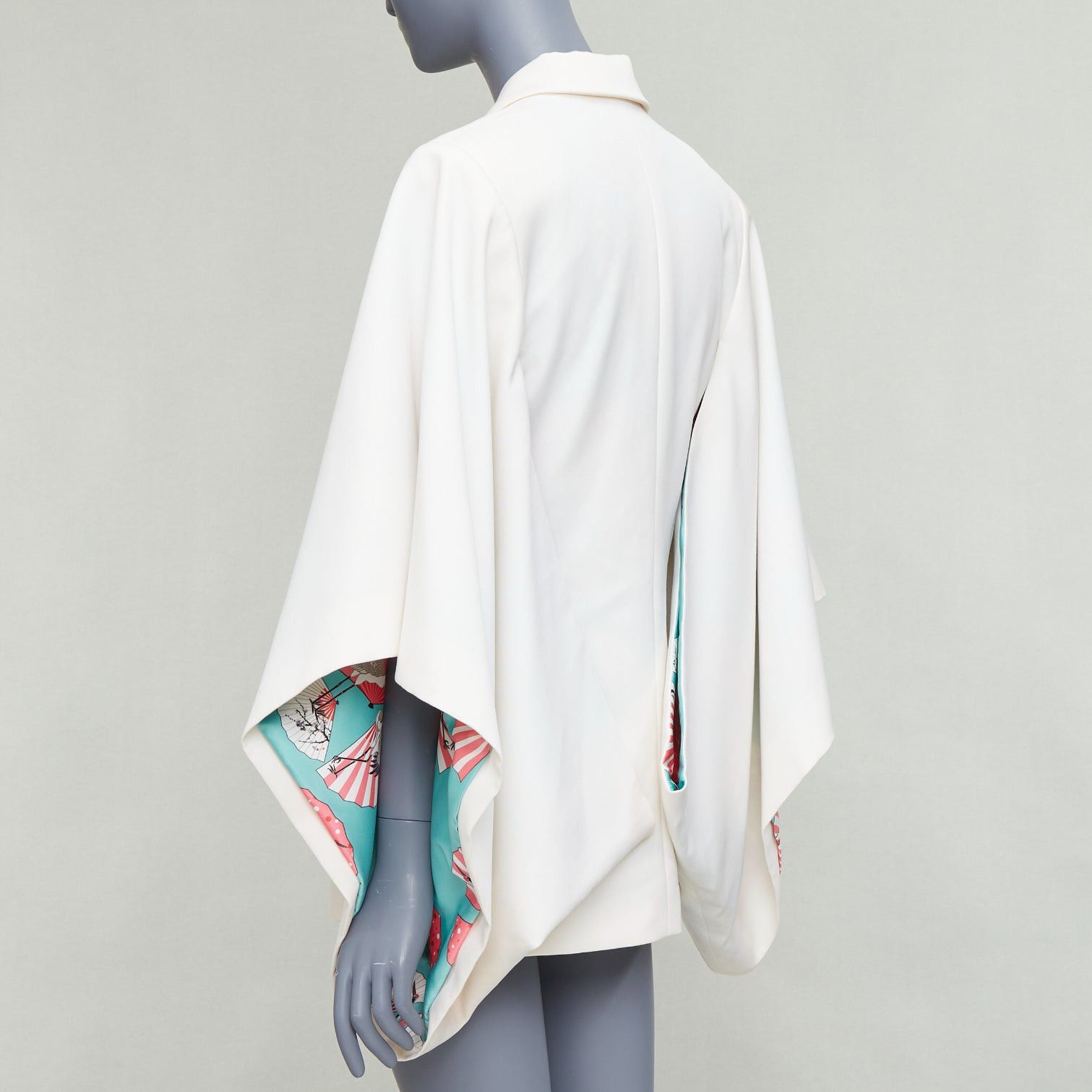 Other RACIL Kyoto Kimono cream satin print lined cape sleeve tuxedo jacket Size ONE SIZE - 6 Thumbnail