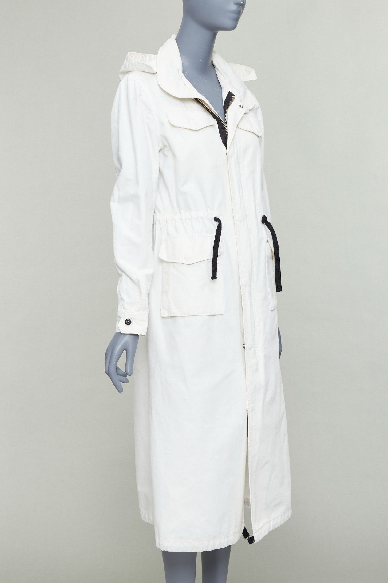Other VIS A VIS 2017 white cotton linen black drawstring anorak coat Sz2 Size S / US 4 / IT 40 - 4 Thumbnail