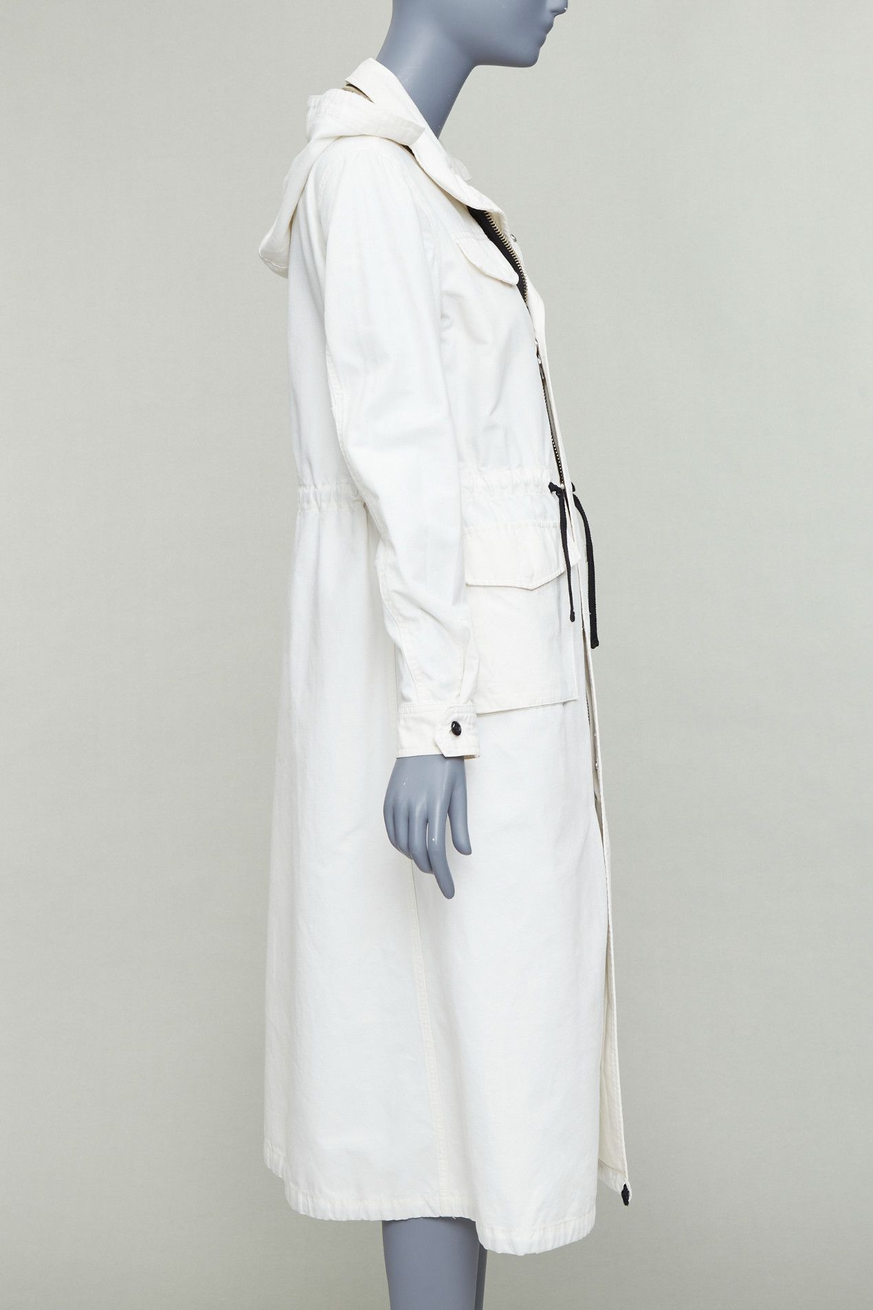 Other VIS A VIS 2017 white cotton linen black drawstring anorak coat Sz2 Size S / US 4 / IT 40 - 5 Thumbnail