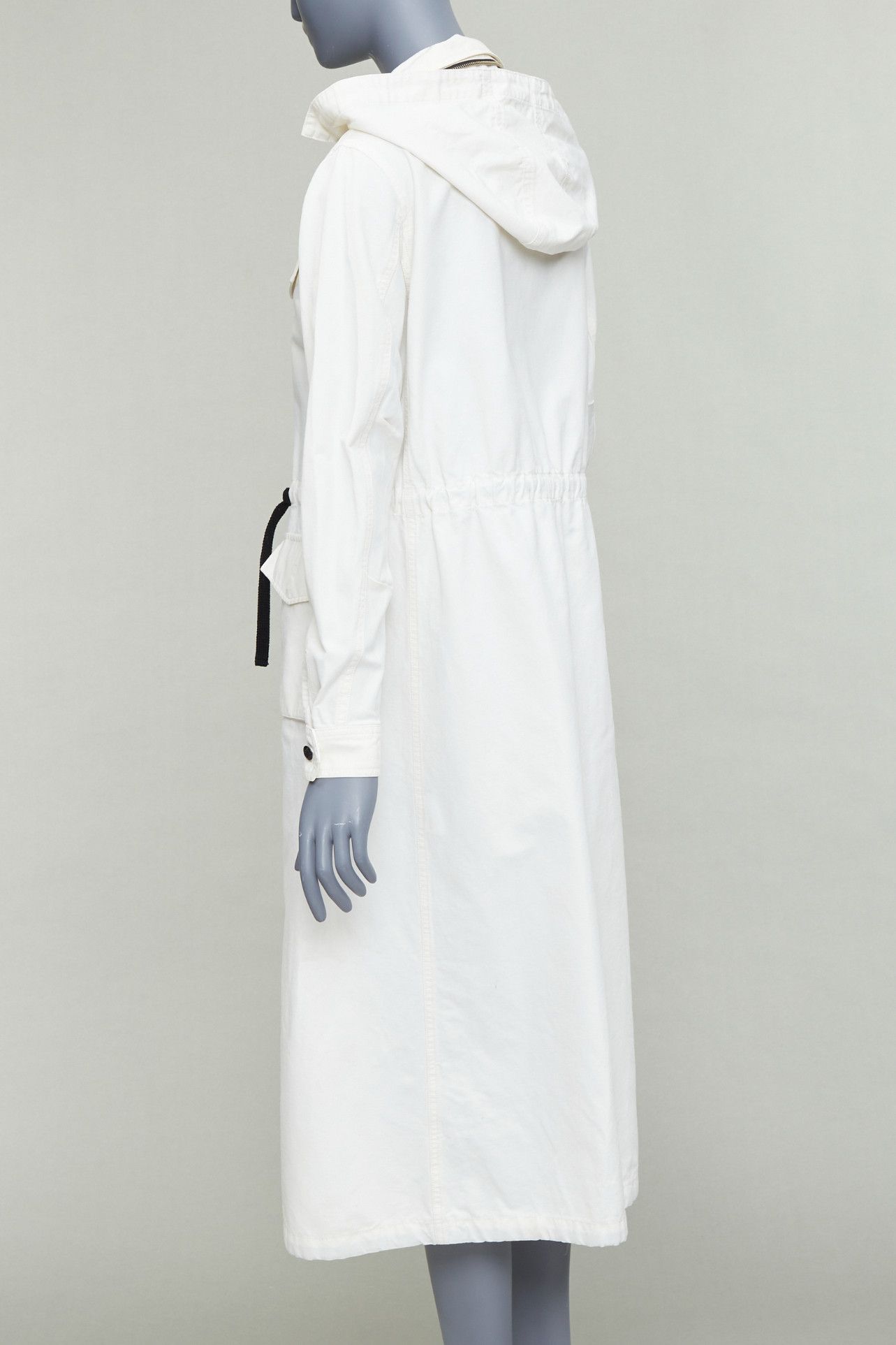 Other VIS A VIS 2017 white cotton linen black drawstring anorak coat Sz2 Size S / US 4 / IT 40 - 6 Thumbnail