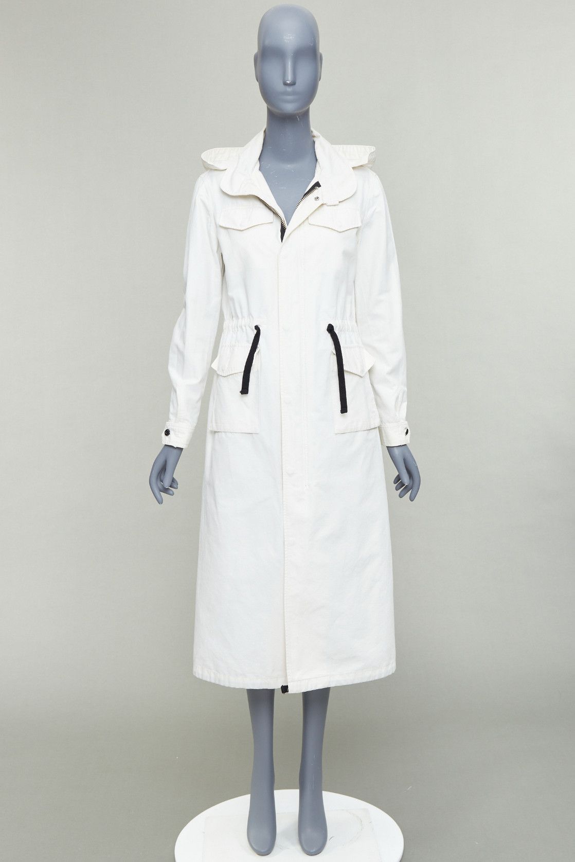 Other VIS A VIS 2017 white cotton linen black drawstring anorak coat Sz2 Size S / US 4 / IT 40 - 9 Thumbnail