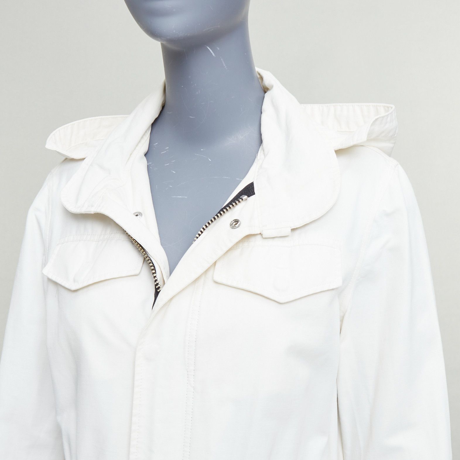 Other VIS A VIS 2017 white cotton linen black drawstring anorak coat Sz2 Size S / US 4 / IT 40 - 2 Thumbnail