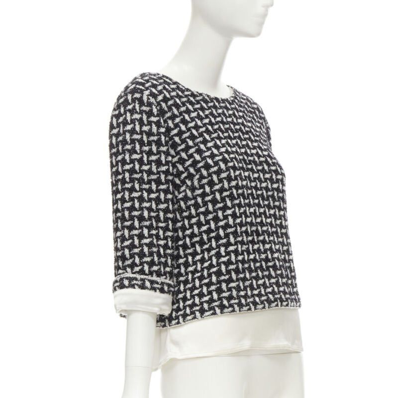 Other ST JOHN COUTURE metallic black white lattice crystal buttons layered top US6 M Size XS / US 0-2 / IT 36-38 - 3 Thumbnail
