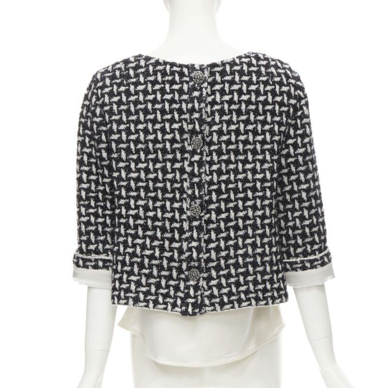 Other ST JOHN COUTURE metallic black white lattice crystal buttons layered top US6 M Size XS / US 0-2 / IT 36-38 - 5 Thumbnail