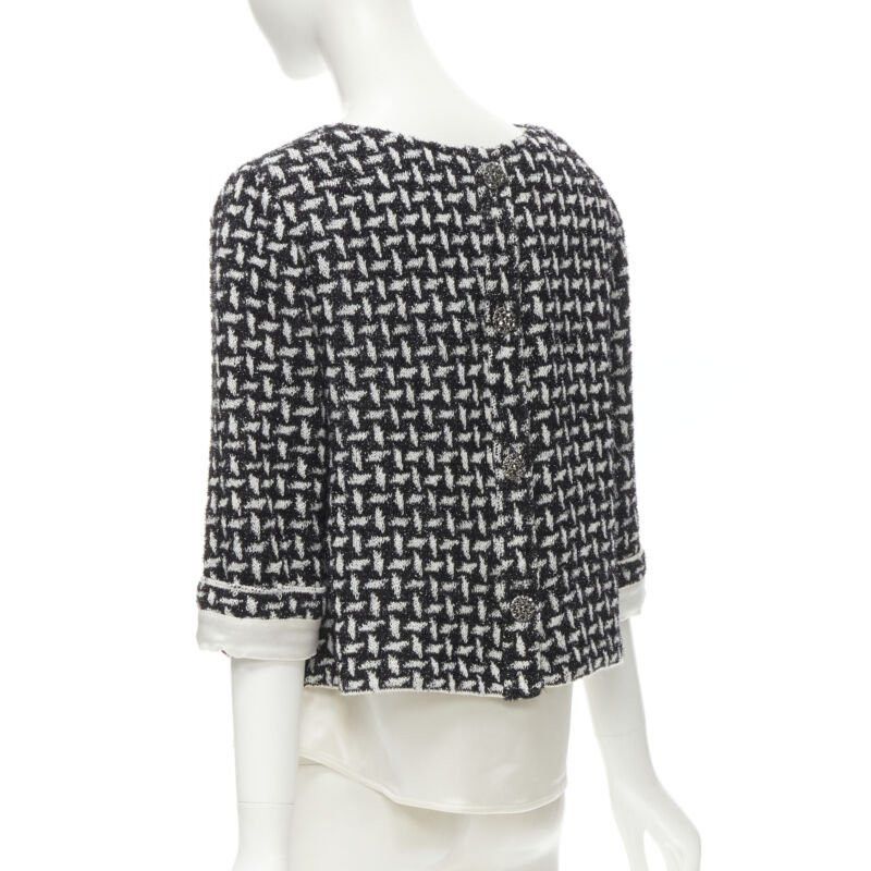 Other ST JOHN COUTURE metallic black white lattice crystal buttons layered top US6 M Size XS / US 0-2 / IT 36-38 - 6 Thumbnail