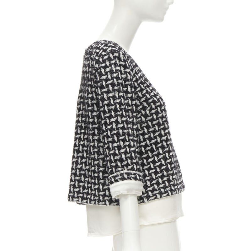 Other ST JOHN COUTURE metallic black white lattice crystal buttons layered top US6 M Size XS / US 0-2 / IT 36-38 - 4 Thumbnail