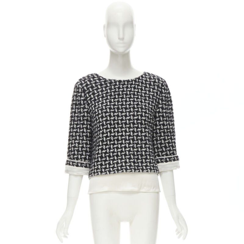 Other ST JOHN COUTURE metallic black white lattice crystal buttons layered top US6 M Size XS / US 0-2 / IT 36-38 - 9 Thumbnail