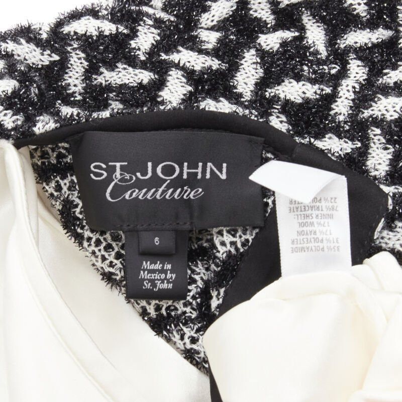 Other ST JOHN COUTURE metallic black white lattice crystal buttons layered top US6 M Size XS / US 0-2 / IT 36-38 - 8 Thumbnail