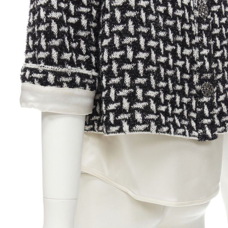 Other ST JOHN COUTURE metallic black white lattice crystal buttons layered top US6 M Size XS / US 0-2 / IT 36-38 - 7 Thumbnail