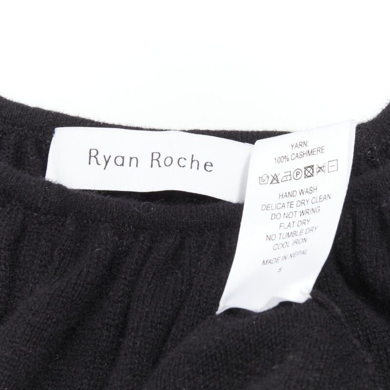 Other RYAN ROCHE 100% cashmere black pleated collar bubble sleeve midi dress S Size S / US 4 / IT 40 - 8 Thumbnail