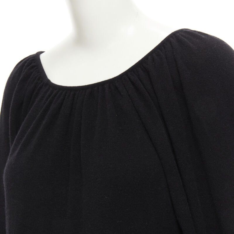 Other RYAN ROCHE 100% cashmere black pleated collar bubble sleeve midi dress S Size S / US 4 / IT 40 - 7 Thumbnail