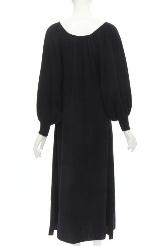 Other RYAN ROCHE 100% cashmere black pleated collar bubble sleeve midi dress S Size S / US 4 / IT 40 - 5 Thumbnail
