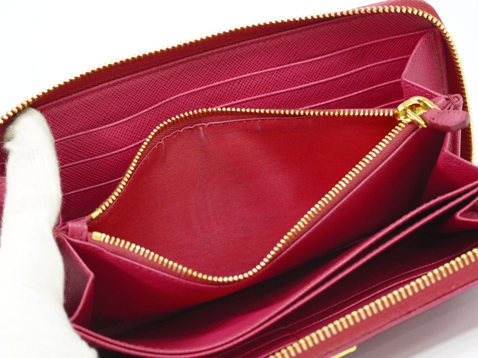 Prada Prada Zip Around Tab Wallet Saffiano Leather Size ONE SIZE - 12 Thumbnail