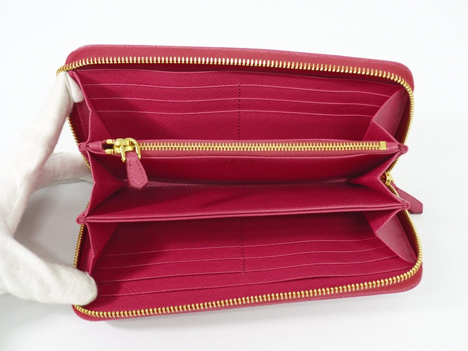 Prada Prada Zip Around Tab Wallet Saffiano Leather Size ONE SIZE - 4 Thumbnail