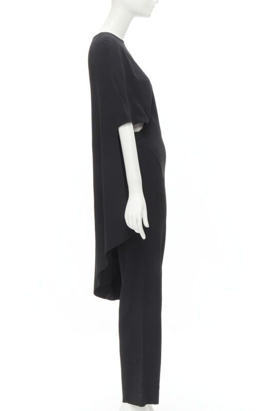 Other ESTABAN CORTEZAR black open back asymmetric cape jumpsuit FR38 S Size 27" / US 4 / IT 40 - 4 Thumbnail